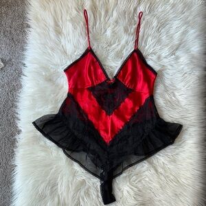 Vintage lily of france red and black lingerie